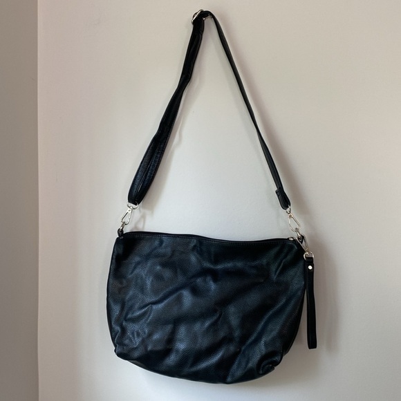 2 Piece Faux Leather Black Tote and Crossbody Purse Set - Picture 2 of 16